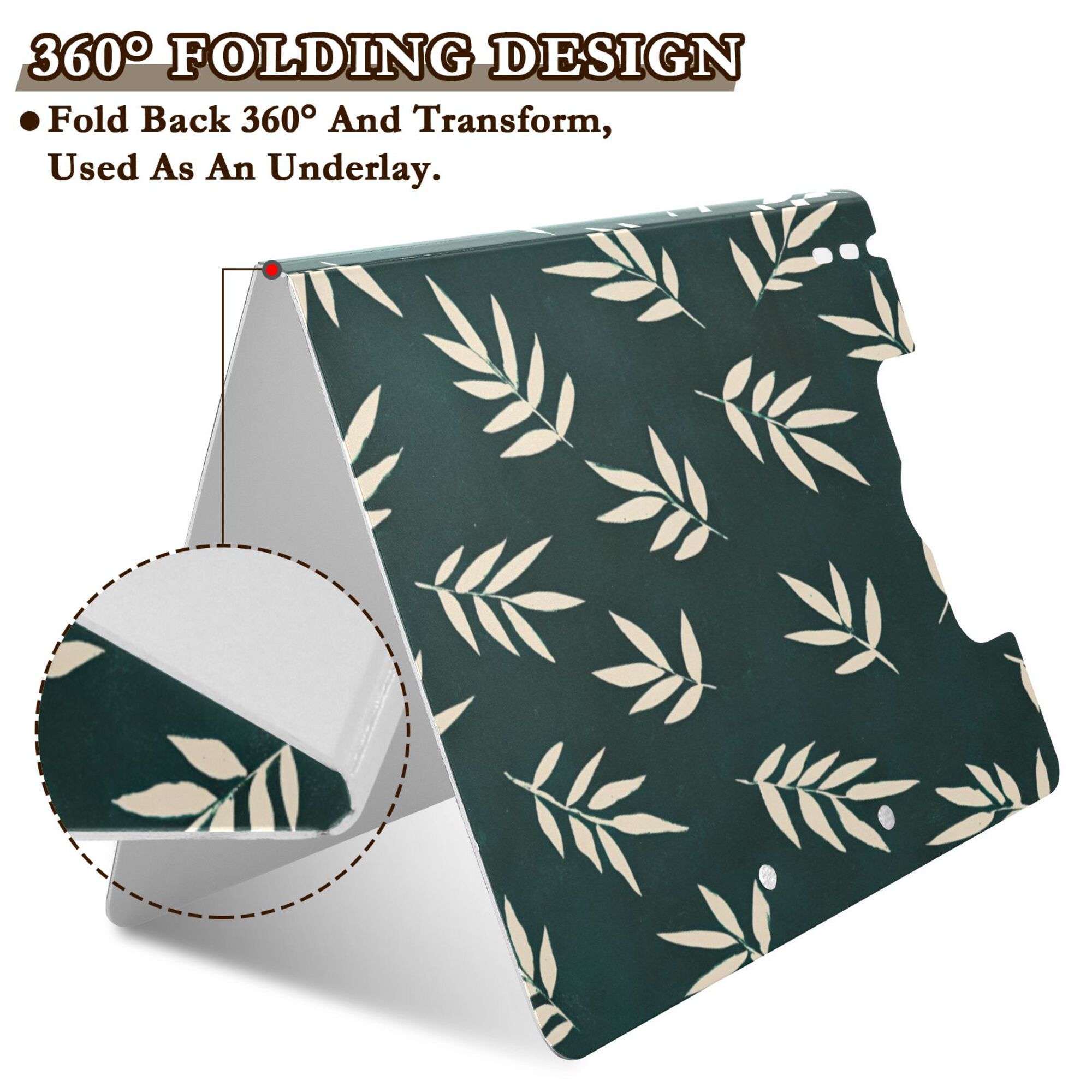 FORMRS A4 Clipboard Folder with Pen Holder Horizontal Foldable School Office Binder, Beige Leaves