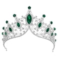 thumbnail image 1 of Mujeres Faux Crystal Queen Crowns Tiara, Princess Rhinestone Headband, Bride Wedding Birthday Party Cosplay Accesorios para el cabello, Silver Tone Green, 1 of 7