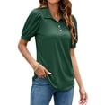 thumbnail image 4 of STARNC Women Lapel Collar Button Puff Short Sleeve Top, 4 of 5