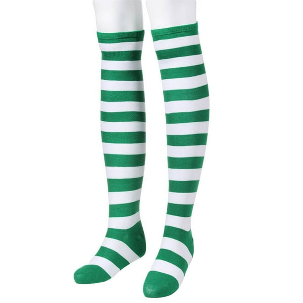 PARTIDOR moda calcetines largos mujeres muslo alta raya medias 12 colores de punto algodón Casual caliente sobre la rodillapangjing