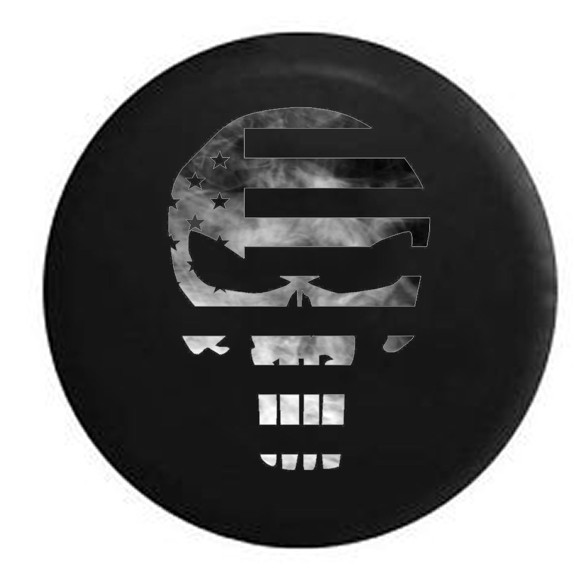 Smoke Out Skull American Flag Military Patriot Spare Tire Cover for Jeep  RV 31 Inch