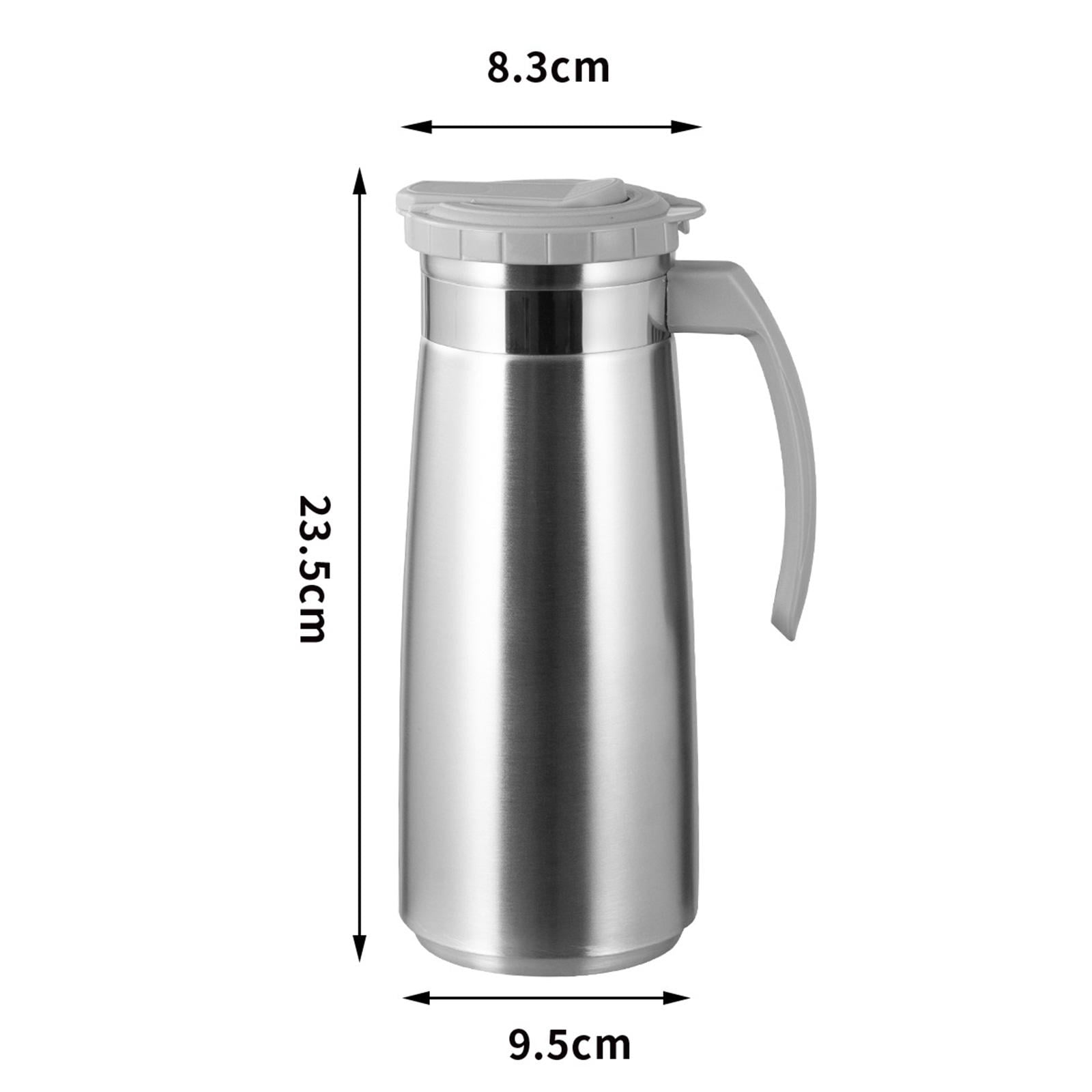 Fiocias Stainless Steel Water Jug 1.3L Large Capacity Reusable Iced Tea Pitcher Lemonade Gray