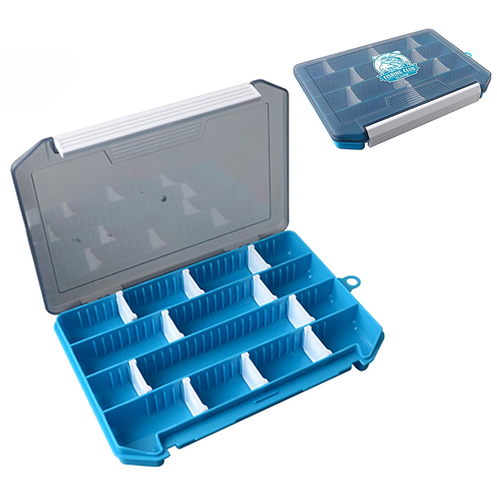 Fishing Tackle Box Storage Trays with Removable Dividers Fishing Lures Hooks Accessories Storage Organizer Box, Blue
