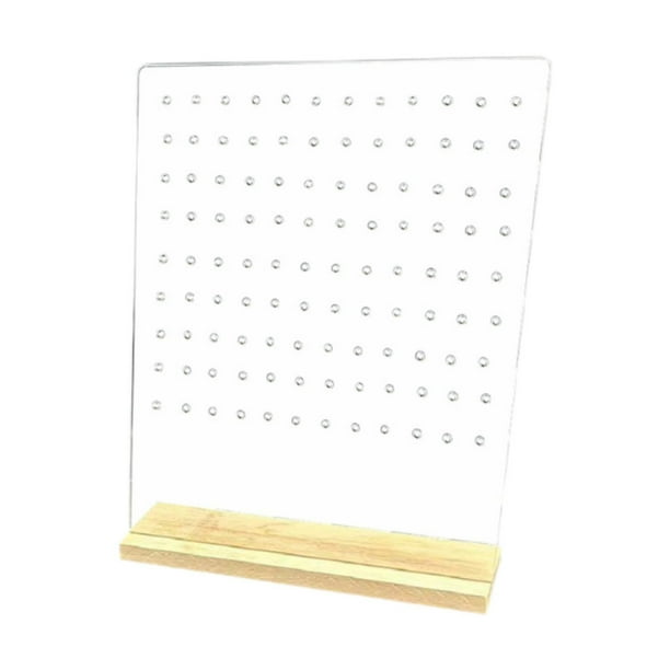 Estante para guardar aretes, soporte para aretes con base de madera estable, fácil montaje. Claro