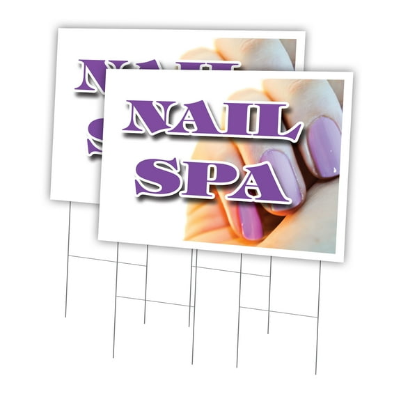 Nail Spa 2 Pack Of 24" x 36" Yard Sign & Stake | Advertise Your Business | Stake Included Image On Front Only | Made in The USA
