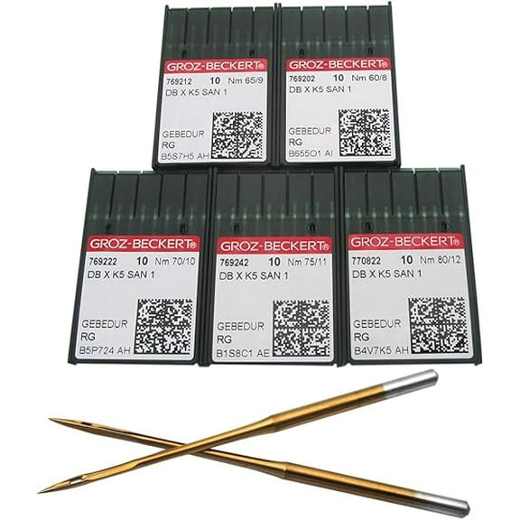 Teamwork GROZ-BECKERT Needle - 50PCS Groz Beckert DBXK5 GEBEDUR Titanium Industrial Embroidery Machine Needles 8# 9# 10# 11# 12#