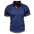 thumbnail image 2 of IDOPIP Men's Color Block Polo Shirts Classic Button Basic Short Sleeve Shirt Golf Stylish Tops, 2 of 7