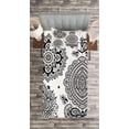 thumbnail image 3 of Ambesonne Ethnic Quilted Bedspread Set 2 Pcs, South Ornate Design, Twin Size, White Black, 3 of 3