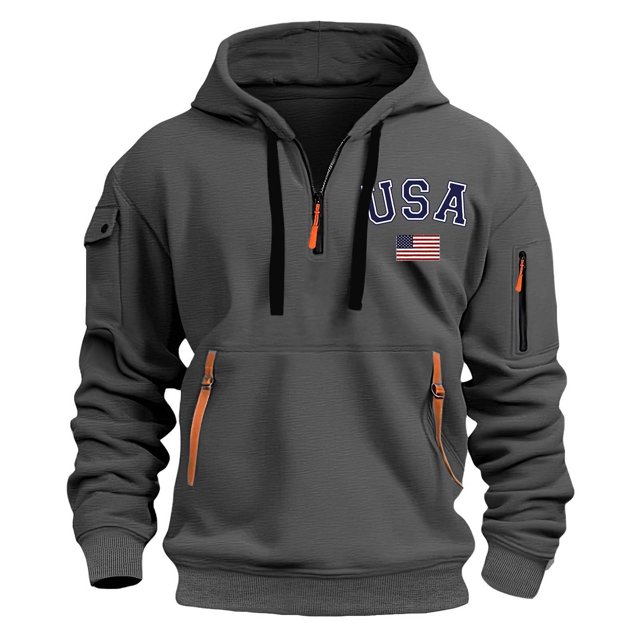 Men's Casual Long Sleeve Hoodie Spring Autumn Outdoor Comfortable Unique Design Solid Color Pullover Sweatshirt for Large Size