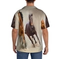 thumbnail image 3 of KLL Horses free run on desert Print Men's Shirt Short Sleeve Button Down Summer Cuba Beach Shirts-, 3 of 5