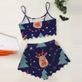 thumbnail image 3 of YuYuBao Womens Pajamas Sets Christmas Cartoon Deer Print Shorts Lace Trim Cami Top Shorts Sleepwear Pajamas Sets, 3 of 4