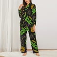 thumbnail image 2 of Yiaed Carnival Mardi Gras3 Print Pajamas Women's Long Sleeve Sleepwear Soft Button Down Loungewear Pjs Lounge Set Nightwear Womens Pajama Pants-XX-Large, 2 of 7