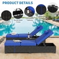 thumbnail image 4 of Chaises Longues de Piscine d'Extérieur, Ensemble de 2, Chaise Longue en Rotin PE Osier avec Dossier Réglable à 5 Positions, 2 Pcs Chaise Longue d'Extérieur Inclinable avec Coussins pour Patio, Plage, Terrasse, Cour Arrière, Bleu, 4 of 9