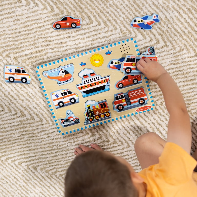 Melissa & Doug Vehicles Sound Puzzle, 8-Piece Wooden photo 2