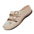 thumbnail image 6 of Xucatan Women's Embroidered Wedge Sandals, Closed Toe Mule Slides with Adjustable Buckle Straps, Hollow Out Beach Platform Shoes, Versatile Spring Summer Footwear Gift, 6 of 9