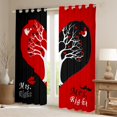 thumbnail image 2 of Homewish Romantic Love Tree Black Out Curtains for Couple, Black Red Love Heart Curtains Pack of 2 (42x63 Each), Valentines Day Bedroom Curtains, Window Curtains Bedroom Decor, 2 of 6