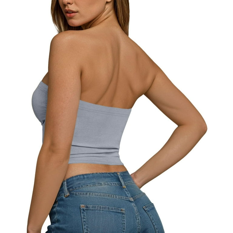 tope information｜tube top Denim Cropped Tube Top