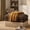 Black Brown, variant on Leopard Print Chenille Modular Ottoman, Upholstered Footrest with Tassel Trim
