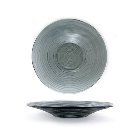 Glass Dinnerware dia.11.75" h:1.5" 32 oz. Round Charcoal Glass Bowl