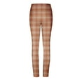 thumbnail image 6 of Women's High Waist Seamless Leggings Polka Dots Striped Plaid Graphic Print Gym Yoga Pants Slim Full Length Trousers(Brown,M), 6 of 6