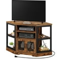 thumbnail image 4 of Dextrus Farmhouse Corner TV Stand for TVs up to 55 inch with Power Outlet, Wood Entertainment Center, TV Media Console with Storage, Walnut, 4 of 7