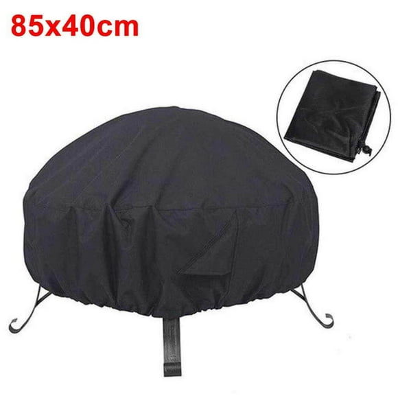 Hi,Fancy Round Fire Pit Cover Outdoor Water-Resistant Fire Pit Stove Anti-dust Cover with Two Handles BBQ Cooking Garden