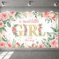 thumbnail image 6 of Pink Floral Girl Baby Shower Banner Gold Glitter Sweet Little Girl Display Green Leaves Floral Decor Floral Backdrop for Baby Shower Party Girl Welcome Celebration Newborn Girl Party, 6 of 9