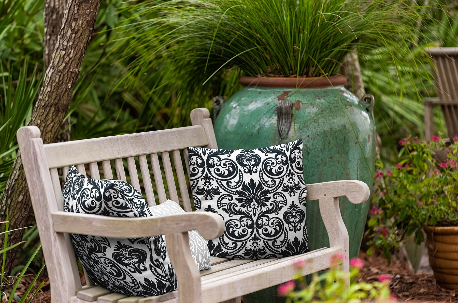 16" x 16" Simply Daisy Alexys Indoor/Outdoor Polyester Throw Pillow, Black Qty 1