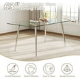 thumbnail image 3 of 63" Rectangular Glass Dining Table for 4-6 Persons with Clear Tempered Glass Top & Plated Metal Legs, Modern Kitchen Table for Dining Room, Home Office, Meeting, 3 of 6
