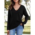 thumbnail image 5 of Sherrylily Women Oversized Deep V Neck Sweaters Sweater Pullover Long Sleeve Jumper, 5 of 6