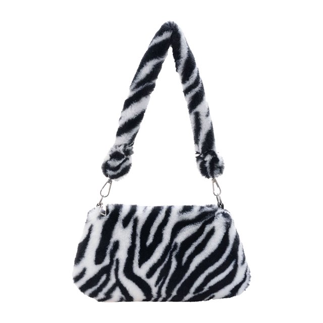 Bolso de hombro de felpa portátil para mujer, bolso con estampado de animales para las axilas, monedero (4) Tmvgtek Oficina Multiescena Multifunción