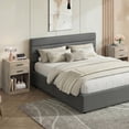 thumbnail image 4 of GALAXHERO Nightstand Set of 2 with Charging Station and 2 Drawers, Wood Bedside Table End Table with Open Shelf for Bedroom, Living Room, Greige, 4 of 10