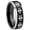 Black 2 Tone Beveled Edge, variant on Multiple Fleur De Lis Step Edge Brush Black Tungsten Men Ring 10MM
