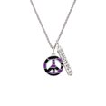 thumbnail image 2 of Delight Jewelry Silvertone Large Purple Tiger Print Peace Sign Silvertone Sisters Best Friends Forever Bar Charm Necklace, 23", 2 of 4