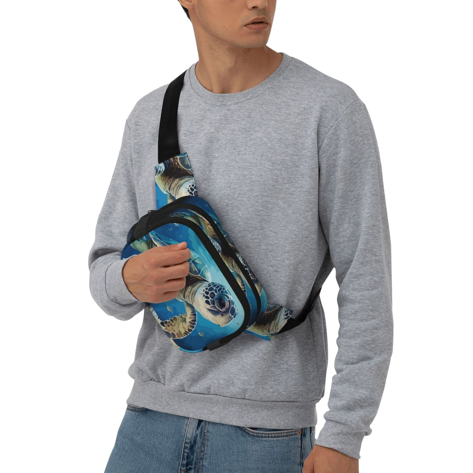 Hirioo Watercolor Turtle for Double Layer Waist Bag Adjustable Fanny Pack For Travel Running Hiking