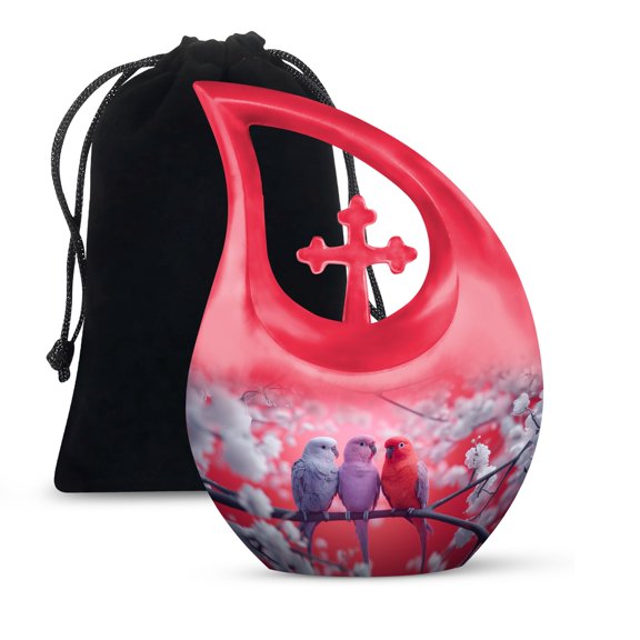 JAGSHASHI Petal Perch Cremation Urns For Ashes For Women - Urns For Ashes Adult Female Mom - Large Urn - Adult Male Urn - 10 Inch With Velvet Bag - Memorial Urn For Mom & Dad - Memorial Urns