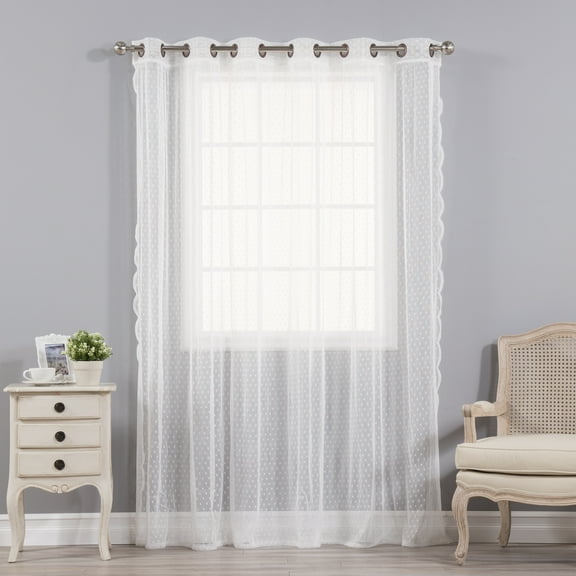 Quality Home Sheer Lace Dot Wide Width Grommet Curtain