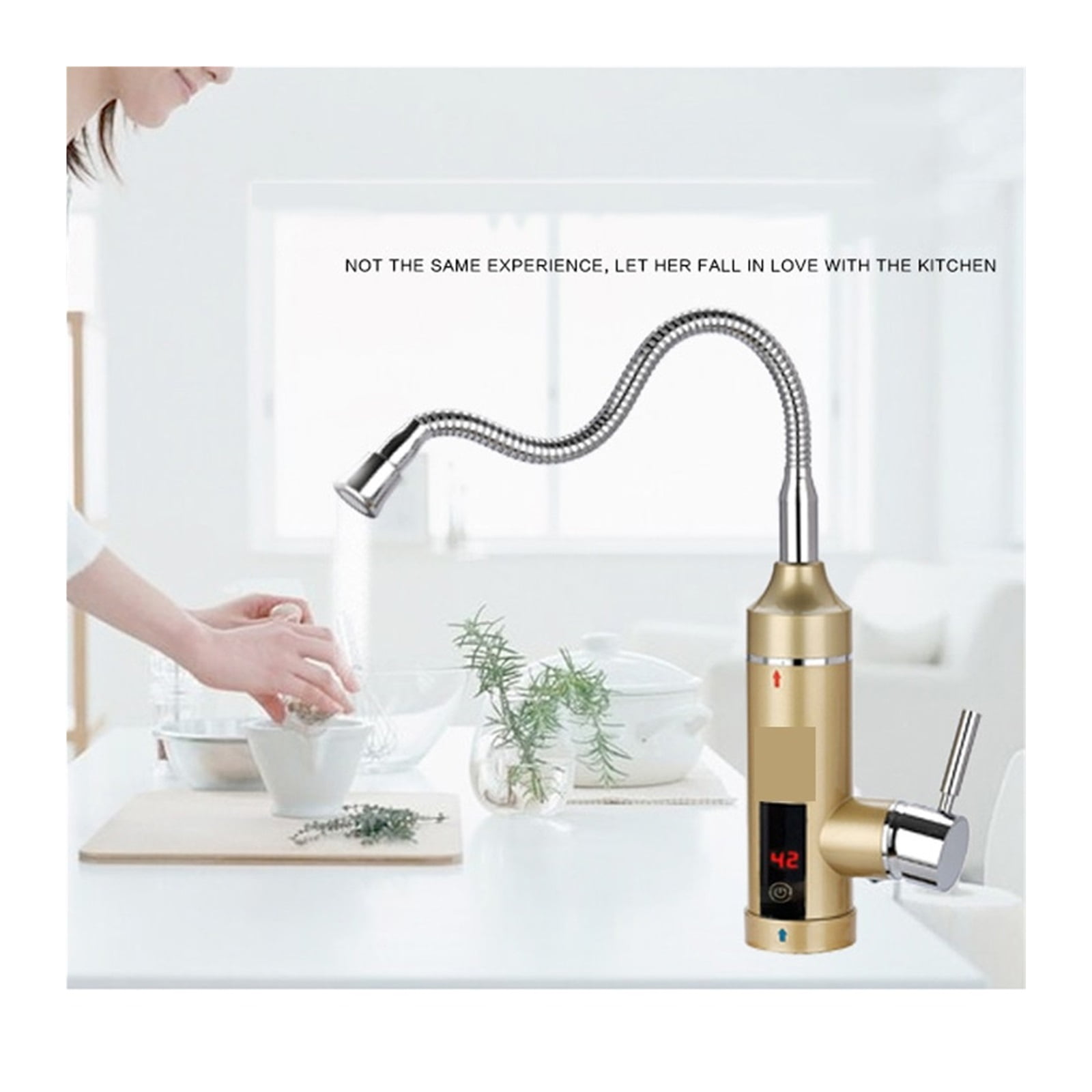 Electric Water Heater Temperature,Display Universal Hose Tankless,Kitchen Faucet Instant Cold Water Heating ,Easy to Install