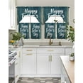 thumbnail image 5 of Happy Father's Day Kitchen Curtains Sets 36 Inch Length with Valance, Teal Beige Shabby Wooden Grain Swag Valances and Tiers Curtain Set Drapes Swag Curtains for Living Room, Bathroom, Bedroom, Cafe, 5 of 6