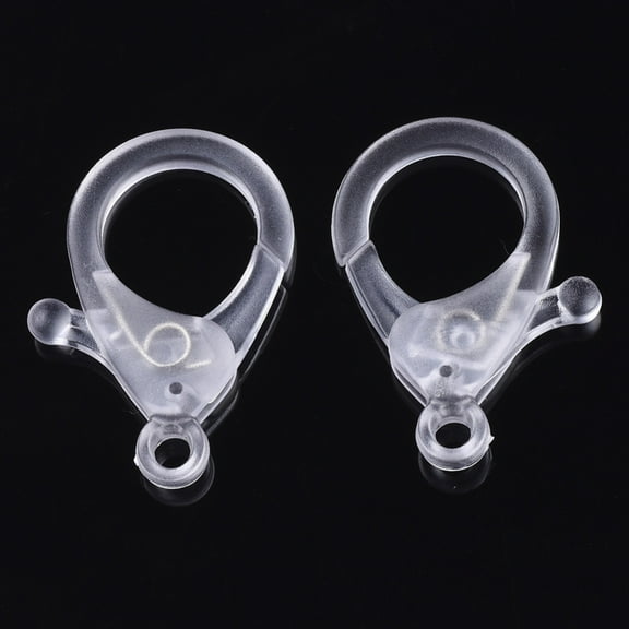 100pcs Plastic Lobster Claw Clasps Clear 35x24.5x6mm Hole: 3mm
