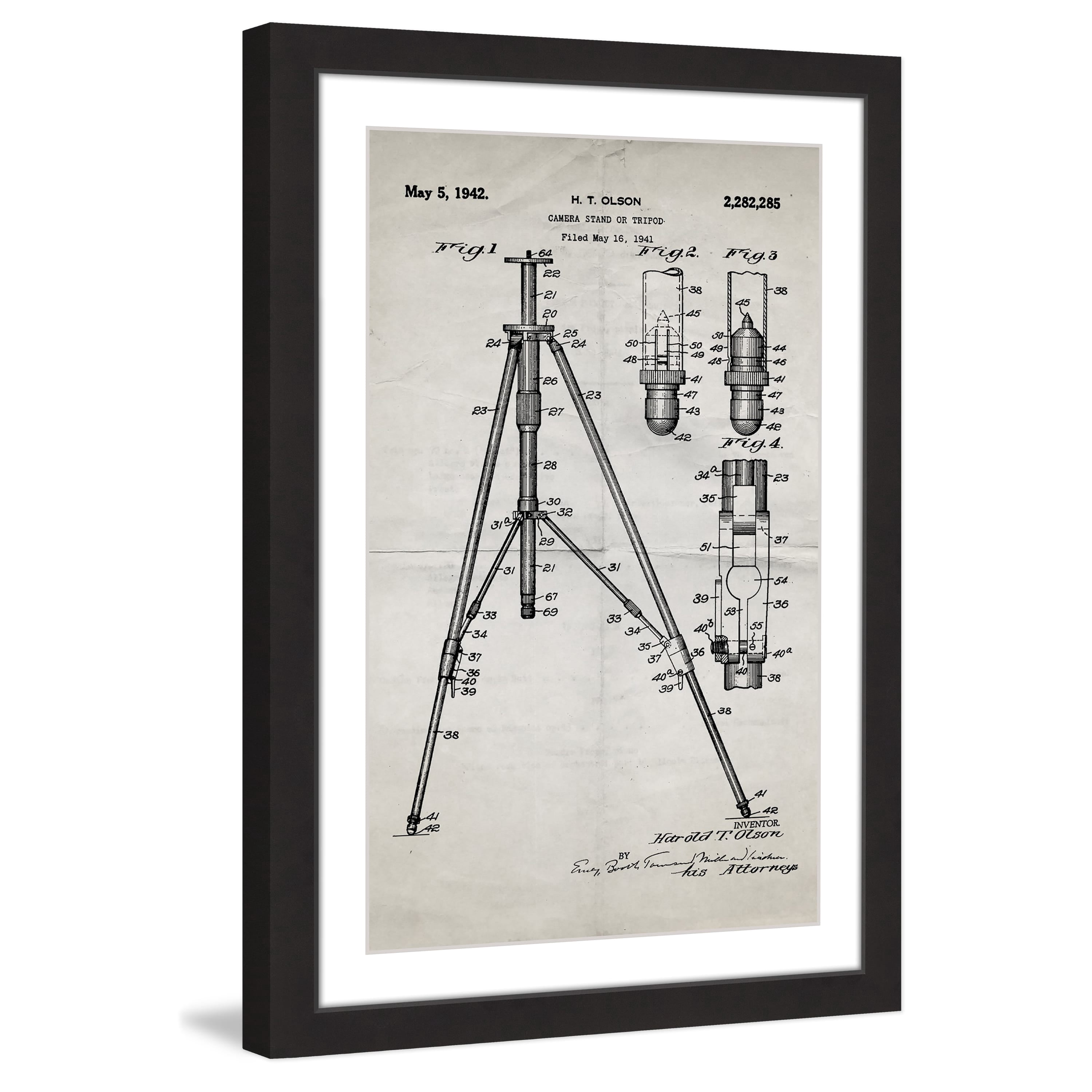 "Tripod 1942 Old Paper" Framed Painting Print