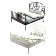 ROZYARD Vintage Iron Bed For 1/12 Scale Dollhouses Decoration Miniature Furniture Model