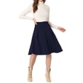 thumbnail image 2 of INSPIRE CHIC INSPIRE CHIC Women's Office Work Skirts Belted Waist Midi A-Line Pleated Skirt 3XL Dark Blue, 2 of 6