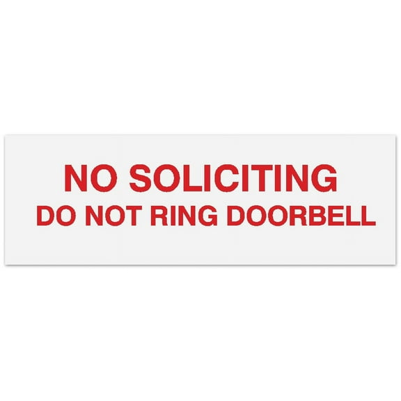 Signs ByLITA Basic No Soliciting do not ring doorbell Sign - Laser-Engraved Lettering | Durable ABS Plastic | Vibrant Colors | Powerful Foam Tape (White/Red) - Large