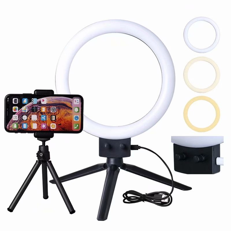Kshioe Mini Ring Light Tripod Infinite Dimming Double Color Temperature