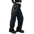 thumbnail image 3 of Liacowi Women Juniors Casual Baggy Cargo Pants Wide Leg Trousers Loose Oversized Hippie Punk Sweatpants Joggers Streetwear (without chain), 3 of 9