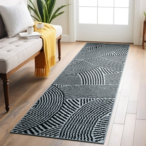 World Rug Gallery Bohemian Stripe Waves Area Rug - Cream 2'x7'