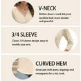 thumbnail image 3 of VDJ Women Blouses Loose Casual 3 4 Sleeve Tunic Shirts Fashion Button V Neck Summer Beige T Shirts Tops Size XXL, 3 of 8