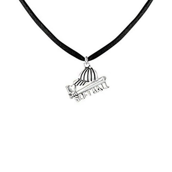 "I Heart (Love) Softball" Hypoallergenic Adjustable Necklace Nickle, Lead, and Cadmium Free