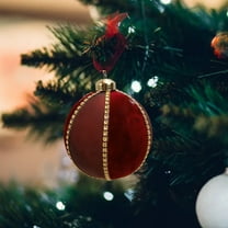 Taicans ‌Velvet Christmas Balls - 3.14in Red Flocking Tree Ornaments,Velvet Christmas Balls Burgundy Xmas Tree Hanging Ornaments Shatterproof Decorations Pendants,1pcs‌